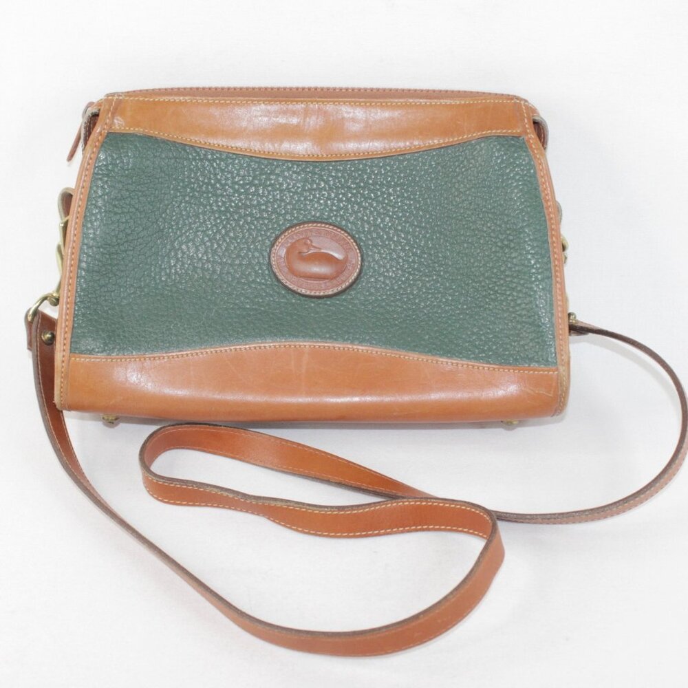Vintage Dooney & Bourke Pebbled Leather Crossbody/Shoulder Purse Green Brown